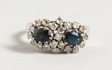 14 kt. Gold - Ring - 2.00 ct Sapphire - Diamonds