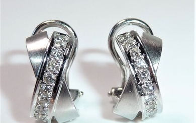 14 kt. White gold - Earrings, Half-hoop earrings - 0.44 ct Diamonds / brilliant cut