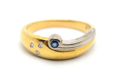 14 kt. Yellow gold - Ring - 0.03 ct Sapphire - Diamonds