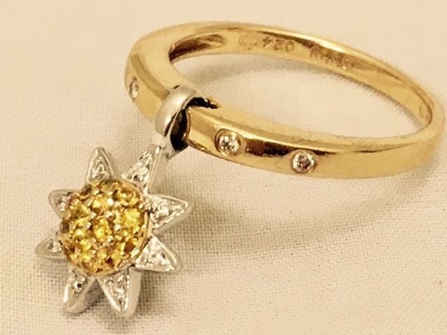 14 kt. Yellow gold - Ring - 0.08 ct Diamond - Citrines
