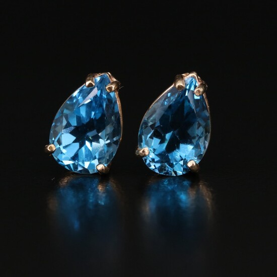 14K Swiss Blue Topaz Stud Earrings