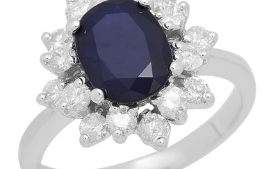 14K White Gold 2.00ct Sapphire and 0.86ct Diamond Ring