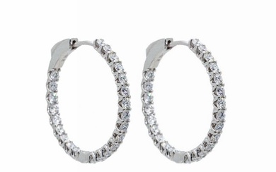 14k Gold 2.50 ctw Diamond Inside Out Hoop Earrings