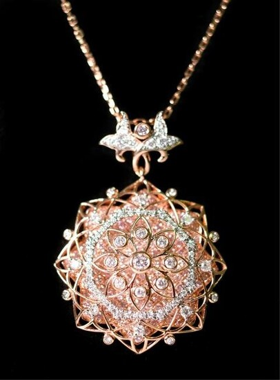 14k Rose Gold & 1.90ctw Diamond Pendant Necklace