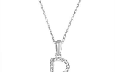 14k White Gold & Diamond Initial Necklace- P