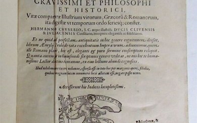 1572 LIVES OF ILLUSTRIOUS GREEK AND ROMAN MEN by PLUTARCH FOLIO antique