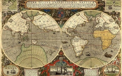 1595 Sir Francis Drake's Old World Voyages Vintage Inspired Exploration Map