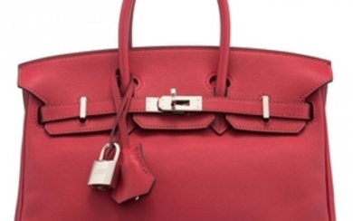 16019: Hermès 25cm Rouge Grenat Swift Leather Bi