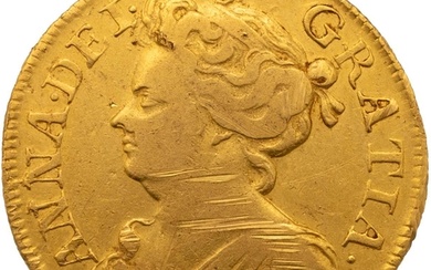 1713 Queen Anne third bust type gold Guinea, issued after th...