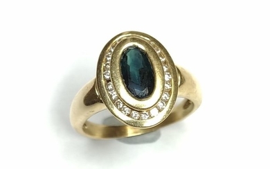 18 kt. Gold - Ring - Diamonds, Sapphires
