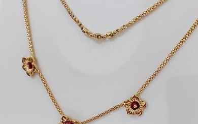 18 kt. Gold, Yellow gold - Necklace with pendant - 1.00 ct Ruby