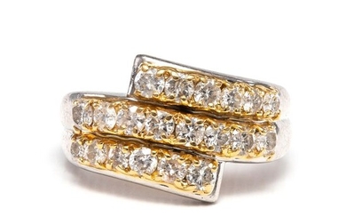 18 kt. Platinum, Yellow gold - Ring - 1.10 ct Diamonds - No Reserve Price