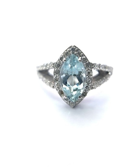 18 kt. White gold - Arm ring Aquamarine - Diamonds