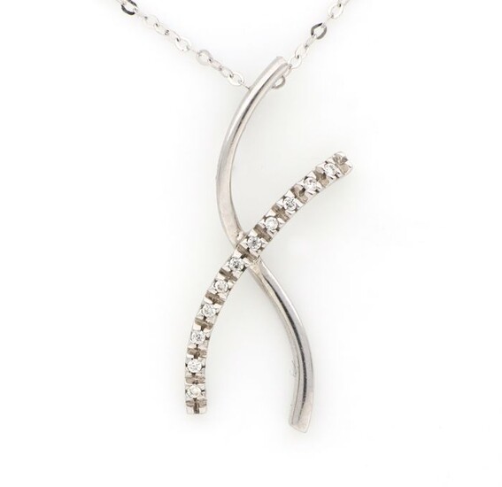 18 kt. White gold - Necklace with pendant - 0.11 ct Diamonds