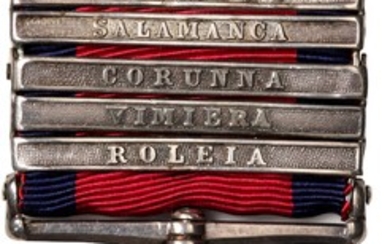 1848 British Military General Service medal with nine clasps. TOULOUSE, ORTHES, NIVE, NIVELLE, PYRENEES, SALAMANCA, CORUNNA, VIMIERA, RO...