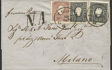 1862, Lombardo Veneto, lettera da Rovigo per Milano del 16 maggio 1862