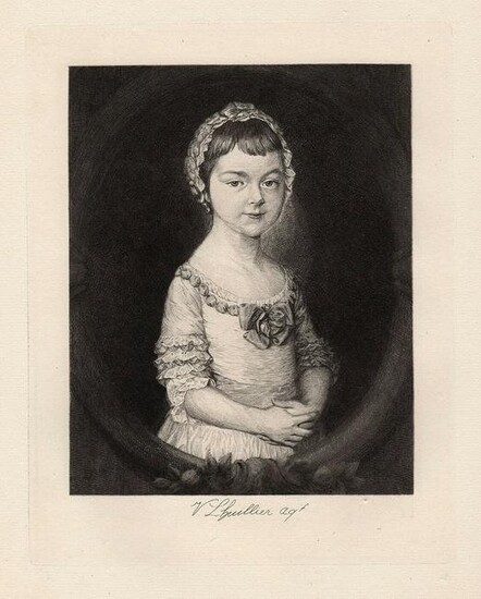 1877 Thomas Gainsborough Lady Georgiana Spencer as a Child etching signed