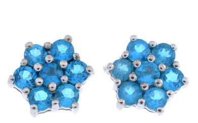 18ct gold blue gem earrings