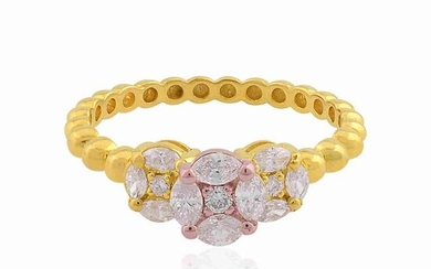 18k Yellow Gold Ring HI/SI Diamond Jewelry