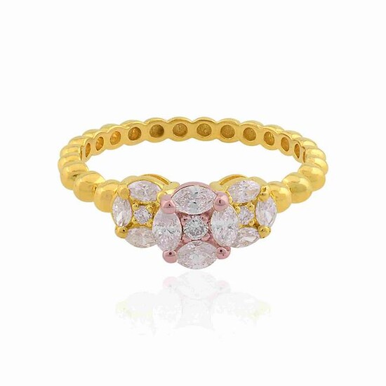 18k Yellow Gold Ring HI/SI Diamond Jewelry