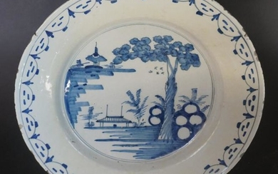 18th Century Delft Blue & White Pottery Charger