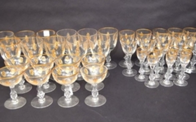 35 Pieces French Crystal with gilt decoration. 10