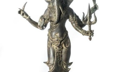 Antique Khmer Style Standing Ganesha
