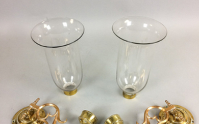 Pair of Bell Metal and Colorless Glass Wall Sconces