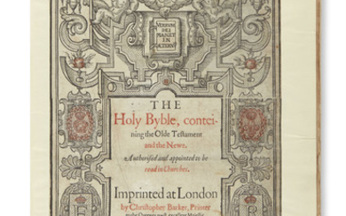 (BIBLE IN ENGLISH.) The Holy Byble, conteining the Olde Testament and the Newe....