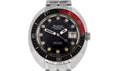BULOVA - a gentleman's stainless steel Oceanographer Snorkel 666 Ft bracelet watch.