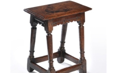 A Charles I oak joint stool