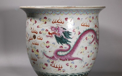 Christie's Lg Chinese 19C Porcelain Dragon Planter