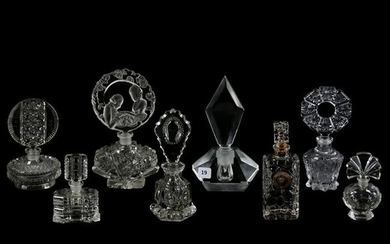 (8) Clear Art Glass Perfume Bottles