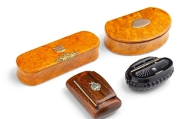 A Collection of Four Continental Carved Wood Snuf