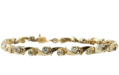 Diamond Bracelet Links 14K Yellow Gold 1.92cttw