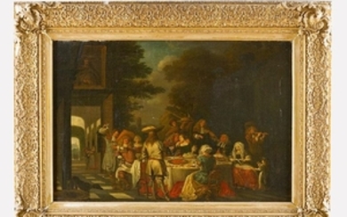 Dutch School 17. Century .Feasteng company in fron…