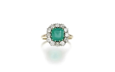 Emerald and diamond ring, late 19th century