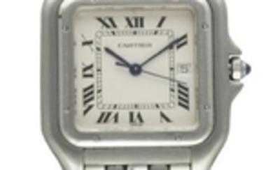 A GENTLEMAN'S STAINLESS STEEL CARTIER PANTHERE "JUMBO"