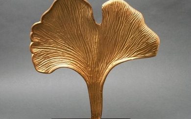 Gingko Leaf Modern Gilt Metal Table Sculpture