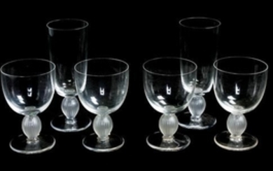 * A Group of Lalique Molded and Frosted Stemware