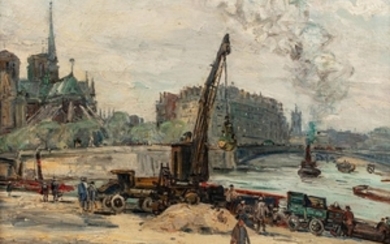 Gustave MADELAIN (Charly 1867 - 1944) Chantier…