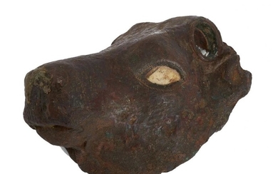 A Mesopotamian bronze bull head attachment, 3rd...