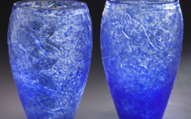 Pr. Degue cameo glass vases