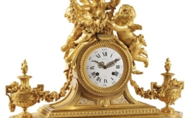 Raingo Frères A French porcelain-mounted gilt-bronze mantle clock, circa 1860