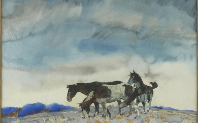 Roy M. Mason Horses Watercolor