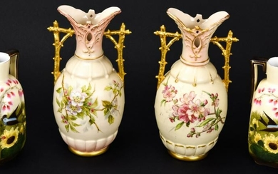 2 Pair Royal Dux Bohemia + Nippon Amphora Vases