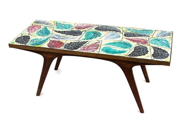 SAN POLO - VENICE Table with painted ceramic top with...