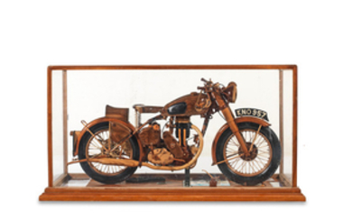 A scratch built wooden scale model of a Matchless 350cc by Philip Miller