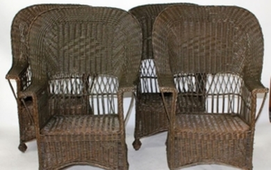 Set of 4 wicker armchairs