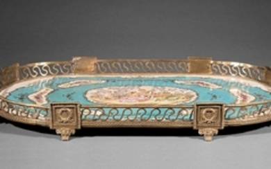Sevres-Style Bronze and Porcelain Plateau